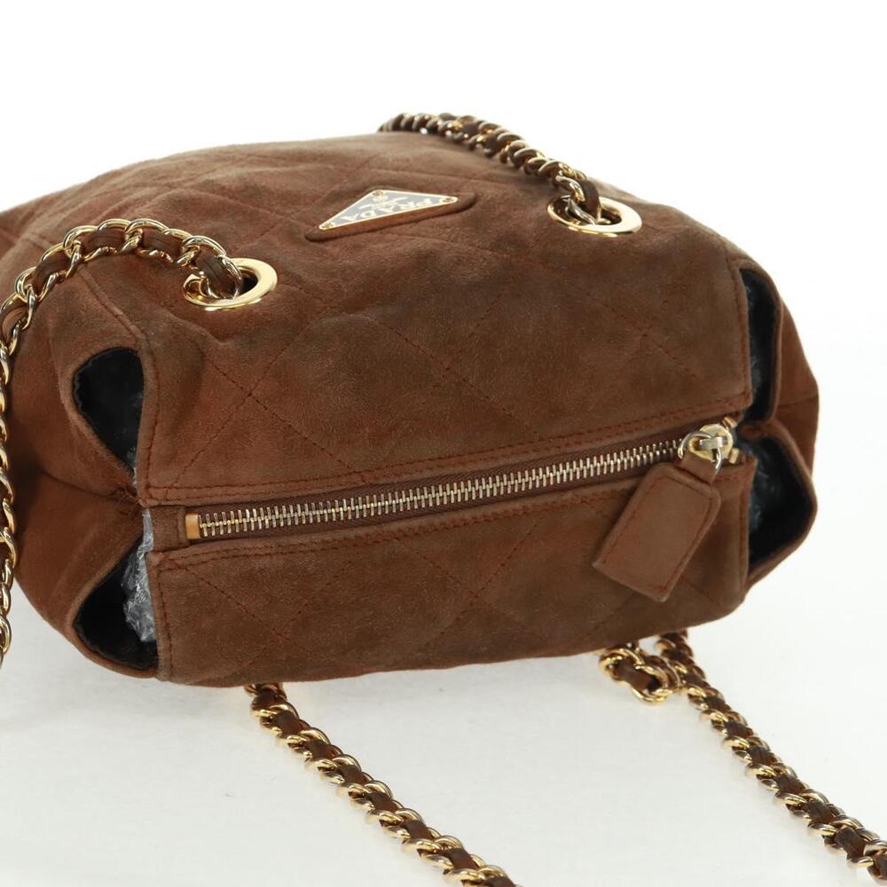 PRADA Chain Shoulder Bag Suede Brown Gold Auth ep12610 - Picture 8 of 16